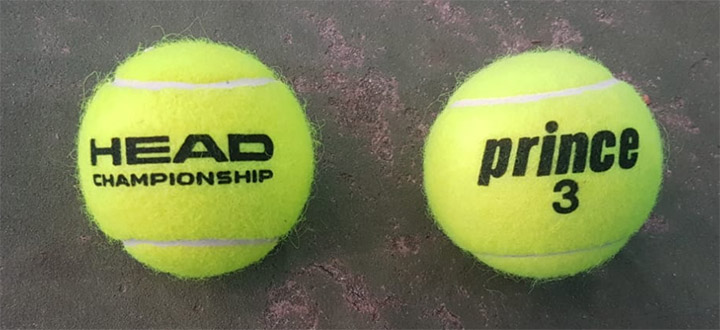Bolas de tênis Head e Prince Championship recém abertas