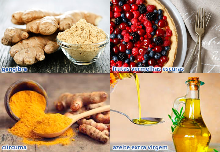 Gengibre, cúrcuma, frutas vermelhas escuras e azeite extra virgem são ótimos anti-inflamatórios naturais