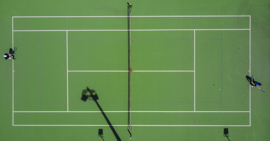 Linhas na quadra de tênis