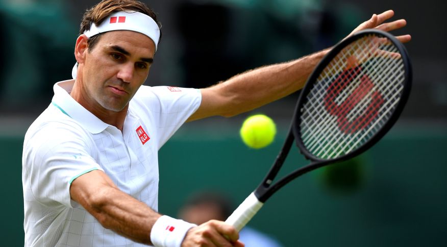 Roger Federer em partida em Wimbledon